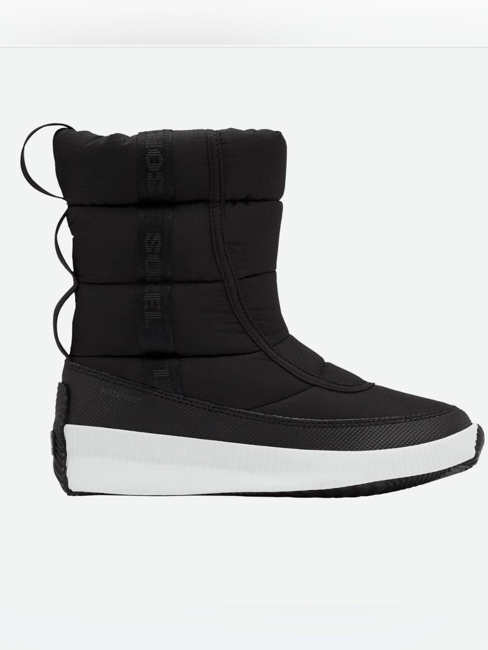 Sorel Black quilted Mid- Calf Low Chunky waterproof Winter Snow Boot, US 6